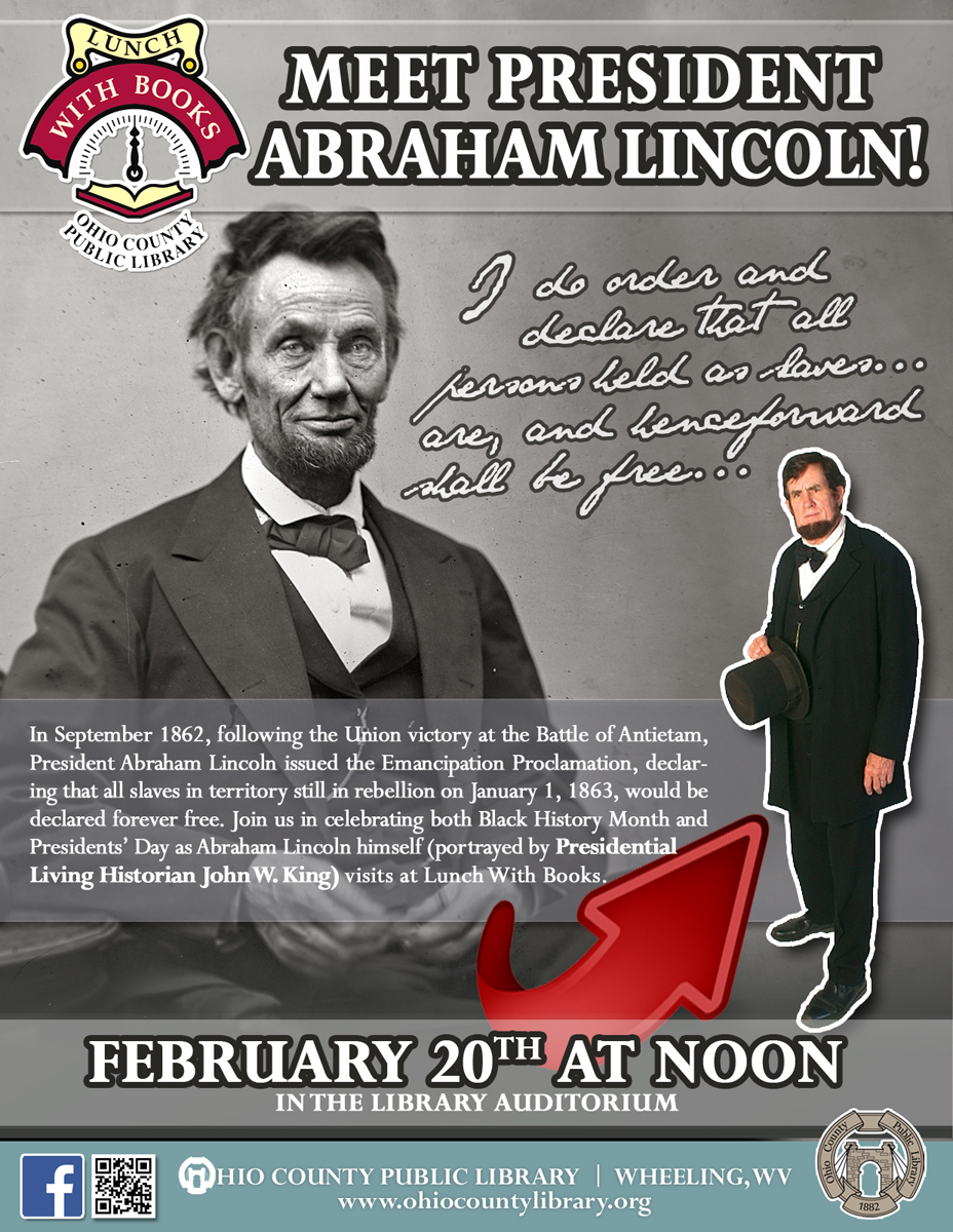 Lunch With Books: February 20, 2018, at noon - Meet President Abraham Lincoln!