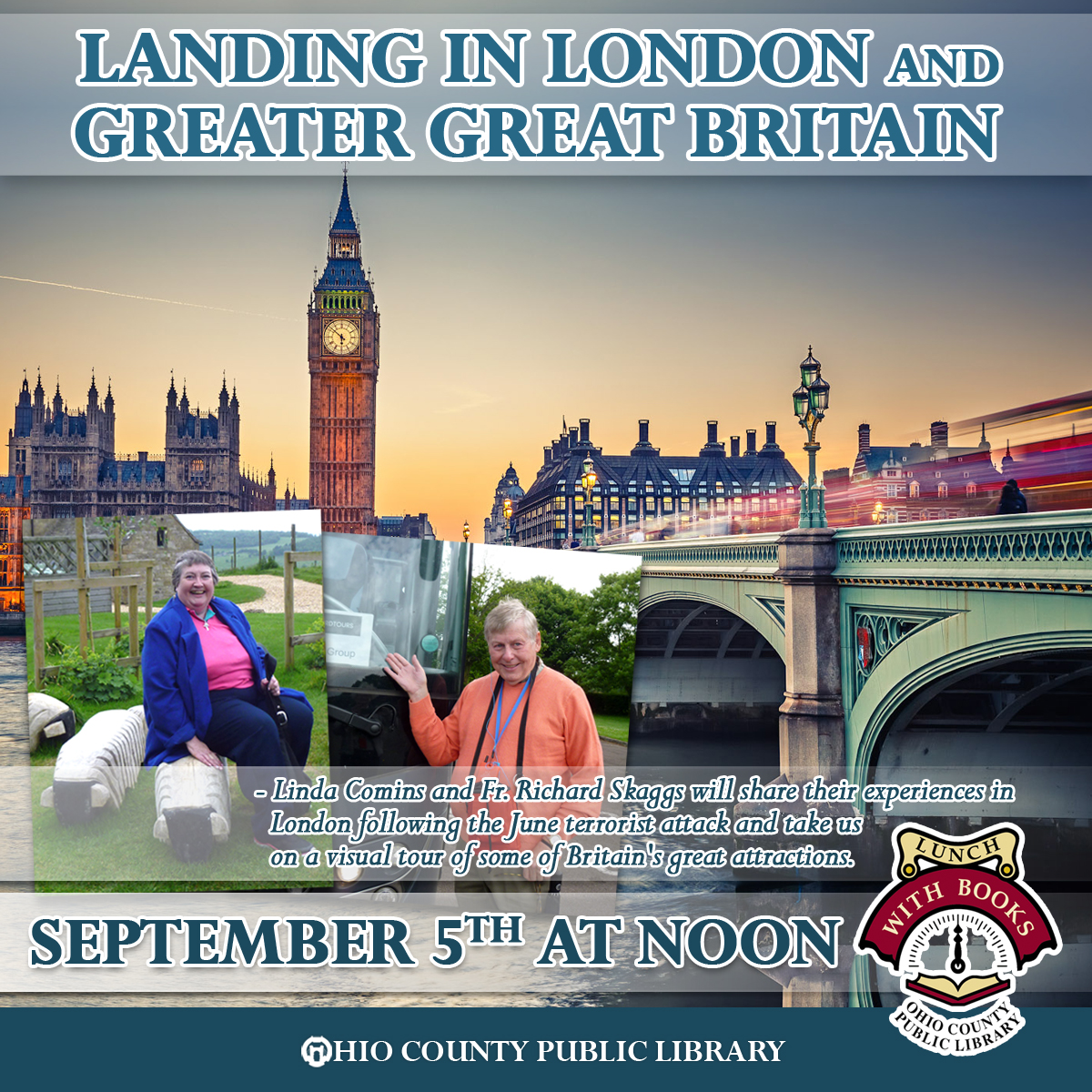 Lunch With Books: Landing in London and Greater Great Britian, September 5, 2017 at noon