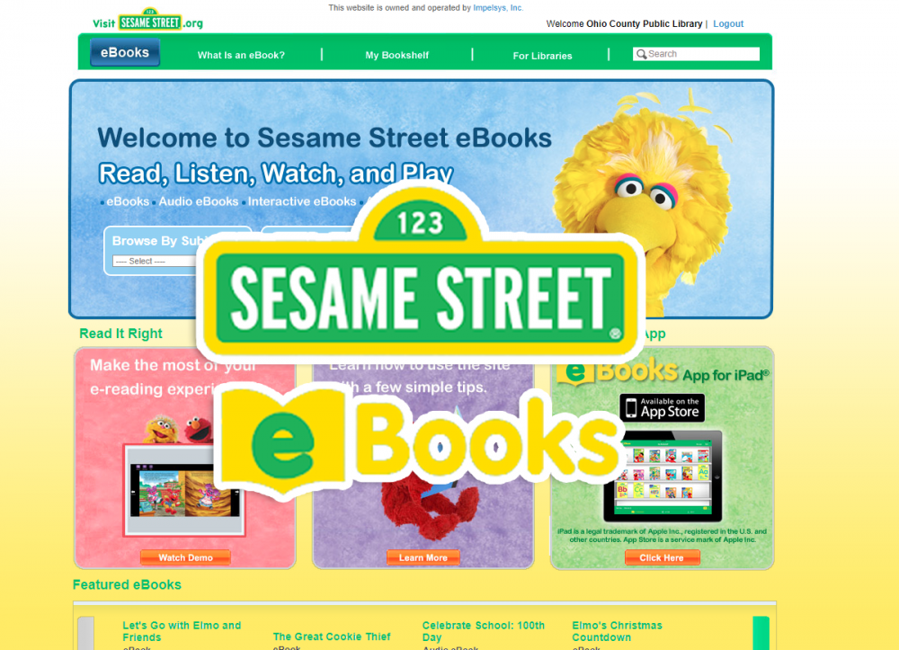 Sesame Street E-Books Now Available Through Library 